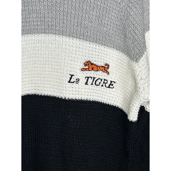 Le Tigre Mens Colorblock Sweater Embroidered Logo Crewneck Knit Sizes Small - XL - Picture 2 of 13